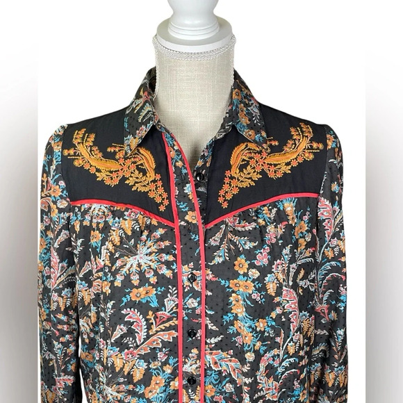 Anthropologie HOLDING HORSES Womens 2 Western Button Front Shirt Dress Escalante - Picture 5 of 12